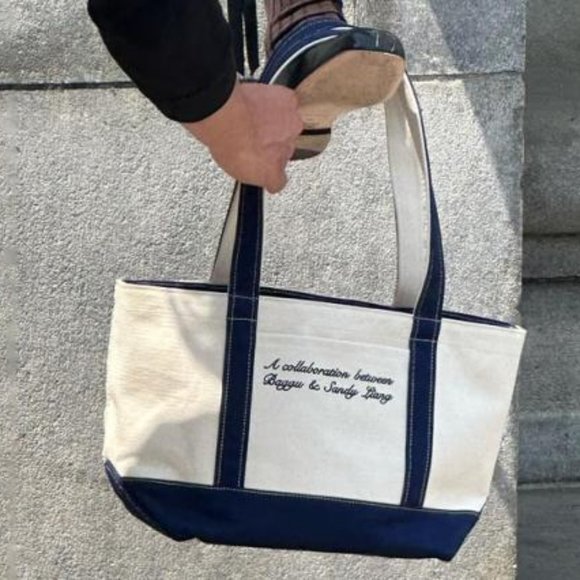 BAGGU Handbags - BAGGU x Sandy Liang - Small Heavyweight Canvas Tote - Navy